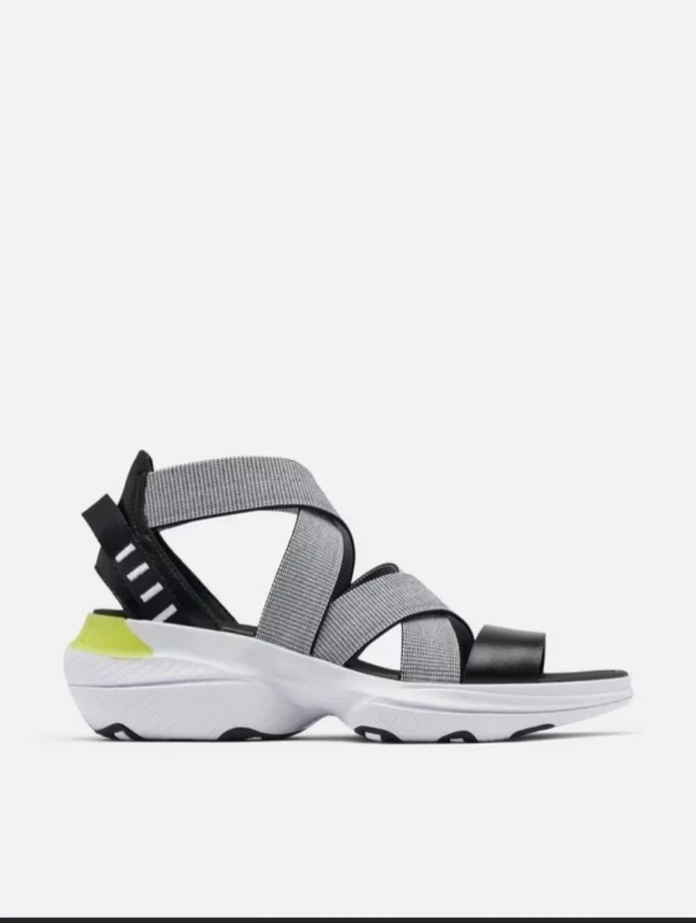 Sorel (Size 8.5) Gray & Black Crisscross Strap Platform Open Toe Sneaker Sandals